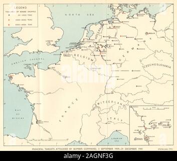 Principales cibles de Bomber Command de la RAF 1939-1941. La Seconde Guerre mondiale 2. Allemagne 1953 Ancien site Banque D'Images