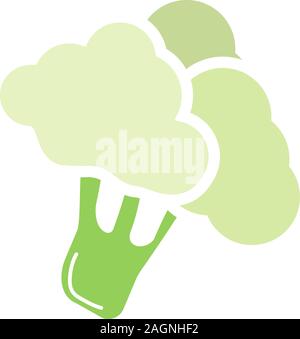 Direction générale de l'icône de couleur glyphe de brocoli. Le chou-fleur. Silhouette symbole sur fond blanc sans contour. L'espace négatif. Vector illustration Illustration de Vecteur