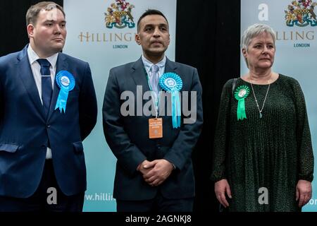 Soirée électorale générale 2019: Le Parti conservateur gagnerait un glissement de terrain pour obtenir leur plus grande majorité depuis 1987. Londres, Royaume-Uni Banque D'Images