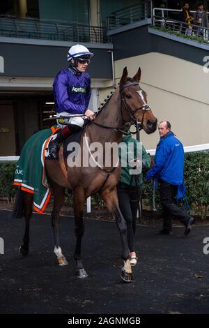 Week-end de course de la famille Noël d'Ascot, Ascot Racecourse, Berkshire, Royaume-Uni. 20 Décembre, 2019. Sam Twiston-Davies jockey à cheval déchiré et effiloché avant avant la jeune fille Eventmasters Course de haies. Photo : Alamy/Maureen McLean Banque D'Images