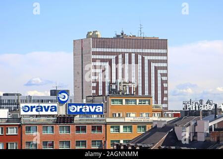 BRATISLAVA, SLOVAQUIE - Septembre 03, 2019 - Vue de l'hôtel Kyjev centre et vue aérienne de la ville Banque D'Images