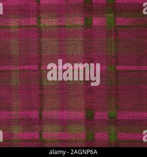 Rough rose et vert fond plaid tartan écossais et inégale des lignes de grille pour un motif à carreaux. Toiles graphiques 12x12 idéal pour des plaids. Banque D'Images