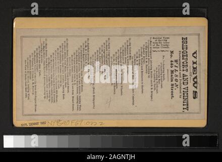 Park Avenue offre une vue par Edward C. Betts, David Wilson et d'autres photographes et éditeurs. Robert Dennis Collection de vues stéréoscopiques. Titre conçu par cataloger. Vues de Bridgeport, Connecticut ; général et comprend une vue sur la rue ; les points de vue des ponts sur une rivière ou inlet ; bateaux dans le port ; les églises ; l'accueil de P.T. Barnum, y compris les motifs, statuaire, et porte cochère ; Washington Square et Côté mer, un monument ; un belvédère à l'extrémité d'une jetée, un hôtel à la plage ; le feu de Bridgeport, montrant la Bell, un doris tiré sur elle et patineurs sur la glace qui l'entoure Banque D'Images