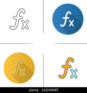 L'icône de la fonction mathématique. Modèle plat, linéaire et de couleurs. Illustrations vectorielles Illustration de Vecteur