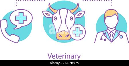 Service vétérinaire de l'élevage concept icône. Pharmacie clinique des animaux et idée. Fine ligne illustration. Vétérinaire. Dessin vectoriel aperçu isolés Illustration de Vecteur