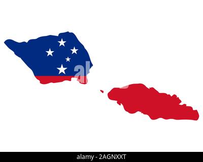 Illustration du vecteur de drapeau de carte Samoa. Illustration de Vecteur