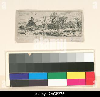 Titre et date de l'Oeuvre de Ch. Jacque catalogue de ses eaux-fortes et pointes sèches / dressé par J.J. Guiffrey. Holdings vérifiés dans l'Oeuvre de Ch. Jacque catalogue de ses eaux-fortes et pointes sèches / dressés par J.J. Guiffrey. Fait partie d'eaux-fortes et pointes sèches par Charles Jacque dans Samuel Putnam Avery Collection. Citation/Référence : G50[(I/II)] ; Paysage. Hiver. Banque D'Images