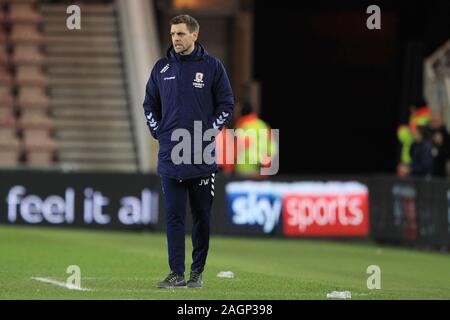 MIDDLESBROUGH, ANGLETERRE - 20 décembre l'entraîneur-chef Jonathan Woodgate Middlesbrough lors de la Sky Bet Championship match entre Middlesbrough et Stoke City au stade Riverside, Middlesbrough le vendredi 20 décembre 2019. (Crédit : Mark Fletcher | MI News) photographie peut uniquement être utilisé pour les journaux et/ou magazines fins éditoriales, licence requise pour l'usage commercial Crédit : MI News & Sport /Alamy Live News Banque D'Images