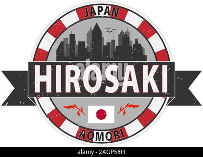 Ville d'Hirosaki japonais grungy rubber stamp vector illustration Illustration de Vecteur