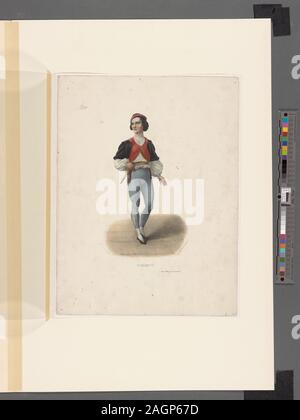 Alexandre Lacauchie ; litho. Rigo frères. Jules Perrot dans son opéra ballet Le zingaro, créée au Théâtre de la Renaissance, Paris, 10 févr. 29, 1840. De toute la longueur légèrement à droite, regardant à gauche, la main droite tenant le manche de la dague gainée. ; Perrot Banque D'Images