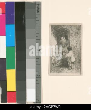 Titre et date de l'Oeuvre de Ch. Jacque catalogue de ses eaux-fortes et pointes sèches / dressé par J.J. Guiffrey. Holdings vérifiés dans l'Oeuvre de Ch. Jacque catalogue de ses eaux-fortes et pointes sèches / dressés par J.J. Guiffrey. Fait partie d'eaux-fortes et pointes sèches par Charles Jacque dans Samuel Putnam Avery Collection. Citation/Référence : G22(II/II) ; Petit mendiant. Banque D'Images