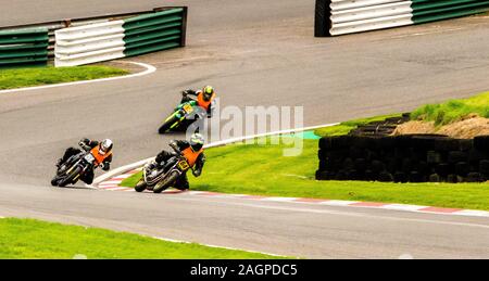 Course de Motos autour de la célèbre voie à Cadwell Park, en Angleterre, UK. Banque D'Images