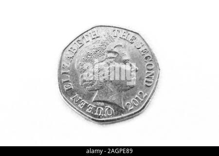 Vingt Pence coins de Jersey - montrant la reine Elizabeth II Banque D'Images