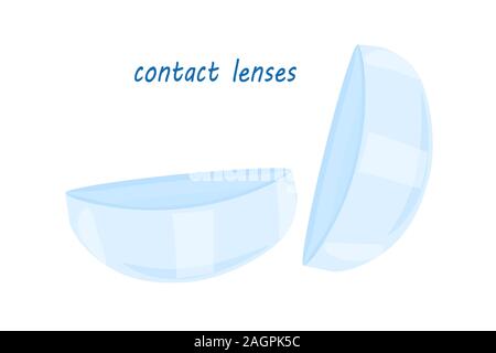 Lentilles de contact isolé sur fond blanc. Les lentilles de contact des yeux modèle. Cartoon style illustration des dispositifs médicaux, optiques et accessoires Soins des yeux. Cip Illustration de Vecteur