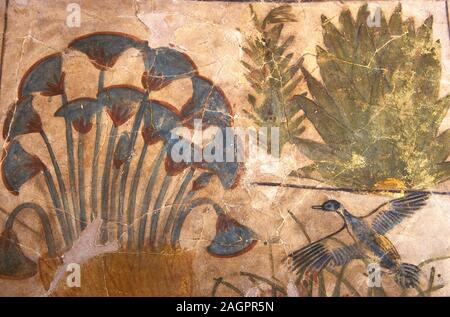 Les fresques du temple d'Akhenaton, Musée des Antiquités égyptiennes, Le Caire, Egypte, Afrique. Banque D'Images