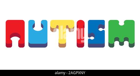 Le mot autisme fait de lettres comme des pièces de puzzle stylisé Banque D'Images