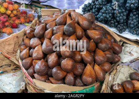 Snake Fruit, ou Salak, cultivé uniquement en Indonésie en balinais dans le marché norther Banque D'Images