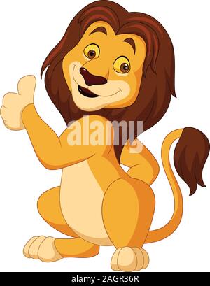 Cartoon lion giving thumb up Illustration de Vecteur