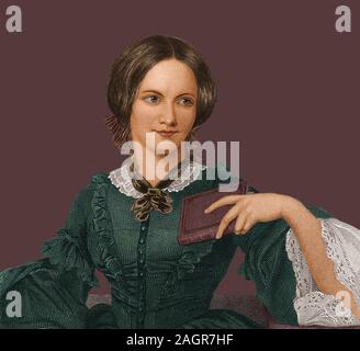 Portrait de l'écrivain Charlotte Brontë (1816-1855). Musée : collection privée. Auteur : anonyme. Banque D'Images