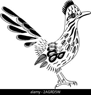 Road Runner. Spirit of Animal. Plus de Roadrunner. Geococcyx californianus. Silhouette d'oiseau avec motif. Vector illustration Illustration de Vecteur