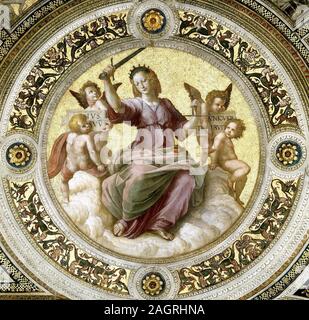 Dame Justice (fresque de Stanza della Segnatura). Musée : Palais apostolique du Vatican. Auteur : Raphael (Raffaello Sanzio da Urbino). Banque D'Images