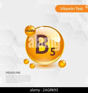 La vitamine B5 "icône collection, cholécalciférol. golden drop drop complexe de vitamines. Medical pour heath Vector illustration Illustration de Vecteur
