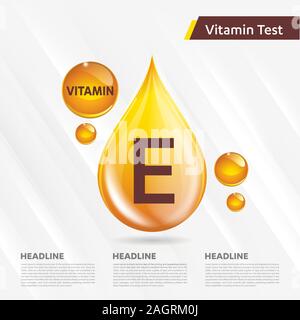 La vitamine E "icône collection, cholécalciférol. golden drop drop complexe de vitamines. Medical pour heath Vector illustration Illustration de Vecteur