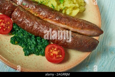 Bregenwurst, saucisses de spécialité de Basse-Saxe et de Saxe-anhalt traditionnellement à base de viande de porc, de porc, de porc ou de bétail et cerveau Banque D'Images