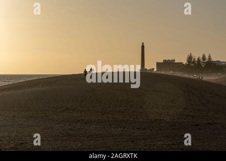 Paysage au coucher du soleil sur les sables de l'Maspaloms, Gran Canaria, Espagne Banque D'Images