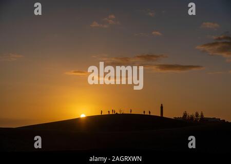 Paysage au coucher du soleil sur les sables de l'Maspaloms, Gran Canaria, Espagne Banque D'Images