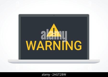 Panneau d'avertissement jaune sur l'écran du moniteur noir Illustration de Vecteur