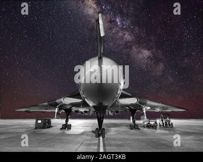 XH 558 Vulcan bomber est un des plus spectaculaire et fascinant dans l'aéronef dans le dernier vol 2016. C'est incroyable de cellule et le hurlement spectral ont été Banque D'Images