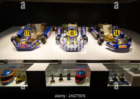 Fernando Alonso Museum, Llaneras, Espagne - 18 Avril 2019 : la voiture avec le numéro 14 est avec Fernando Alonso qui a été proclamée pour la première fois, w Banque D'Images