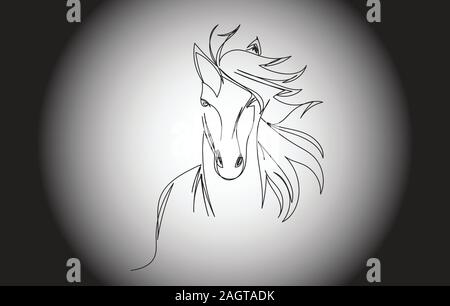 Image vectorielle d'une conception de tête de cheval sur fond noir, logo cheval. Les animaux sauvages. Vector illustration. Illustration de Vecteur