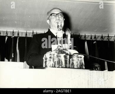 Le premier ministre italien Amintore Fanfani s'exprimant lors de la FAO, Italie 1961 Banque D'Images