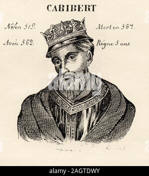 Portrait de François I ou Caribert (519 - 567). Roi de France de 562 à 567. Dynastie mérovingienne. Histoire de France, à partir de l'ouvrage Atlas de la Fra Banque D'Images