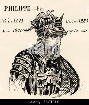 Portrait de Philippe III le Hardi (1245 - 1285). Roi de France de 1270 à 1285. Maison de Capet Capétiens directs, ou Maison de la France. Histoire de Fr Banque D'Images