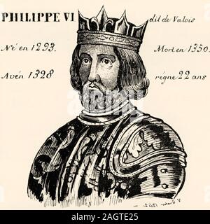 Portrait de Philippe VI de Valois, l'Heureux (1293 - 1350). Roi de France de 1328 à 1350. Maison de Valois. Histoire de France, du livre à Banque D'Images