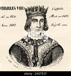 Portrait de Charles VIII l'affable (1470 - 1498). Roi de France de 1483 à 1498. Maison de Valois. Histoire de France, à partir de l'ouvrage Atlas de la Fr Banque D'Images