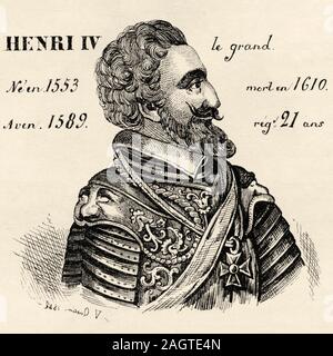 Portrait d'Henri IV, le bon roi Henry, le Livre vert Gallant (1553 - 1610). Roi de France de 1589 à 1610. Maison de Bourbon. Histoire de France, du th Banque D'Images