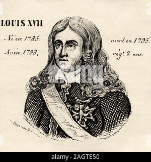 Portrait de Louis XVII (1785 - 1795). Roi de France de 1793 à 1795. Maison de Bourbon. Histoire de France, à partir de l'ouvrage Atlas de la France 1842 Banque D'Images