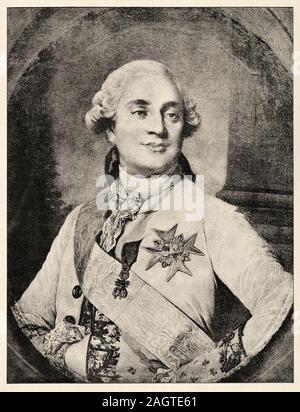 Portrait de Louis XVI le restaurateur de la Liberté française (1754-1793). Roi de France de 1774 à 1793. Maison de Bourbon.Histoire de France, vieille engrav Banque D'Images