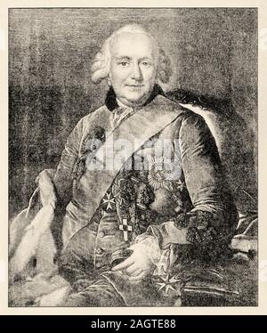 Portrait de Charles Guillaume Ferdinand, Duc de Brunswick-lunebourg, Prince de Brunswick-Wolfenbüttel 1735-1806. Histoire de France, ancienne gravée illustr Banque D'Images