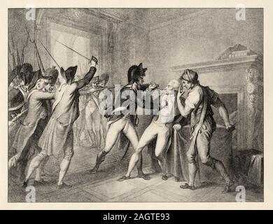 L'arrestation de Robespierre le 27 juillet 1794. Révolution française 18ème siècle. Histoire de France, ancienne gravée illustration libre du livre Histoire cont Banque D'Images