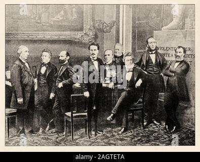Seine députés, membres du Gouvernement de la Défense nationale le 4 septembre 1870. Histoire de France, ancienne illustration gravée de l'image de son livre Banque D'Images