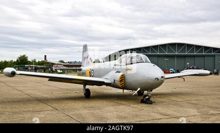 BAC Jet Provost T3 (XM424) sur l'aire à l'Imperial War Museum de Duxford, le 26 mai 2019 Banque D'Images