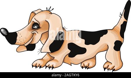 Teckel chien dans un fond rouge. Vector illustration. Illustration de Vecteur
