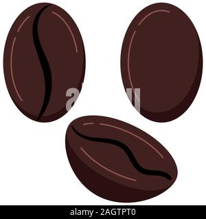 Les grains de café logo alimentaire icon set isolé sur fond blanc. Illustration de Vecteur