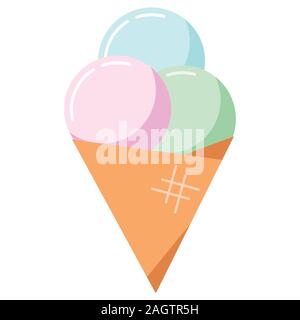 Ice cream cone design plat en icône d'illustration vectorielle. Illustration de Vecteur