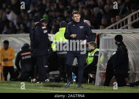 Hartlepool, UK. 21 décembre 2019. Hartlepool United manager Dave Challinor pendant l'Vanarama match Ligue nationale entre Hartlepool United et Dagenham & Redbridge au parc Victoria, Hartlepool le dimanche 21 décembre 2019. (Crédit : Mark Fletcher | MI News) photographie peut uniquement être utilisé pour les journaux et/ou magazines fins éditoriales, licence requise pour l'usage commercial Crédit : MI News & Sport /Alamy Live News Banque D'Images